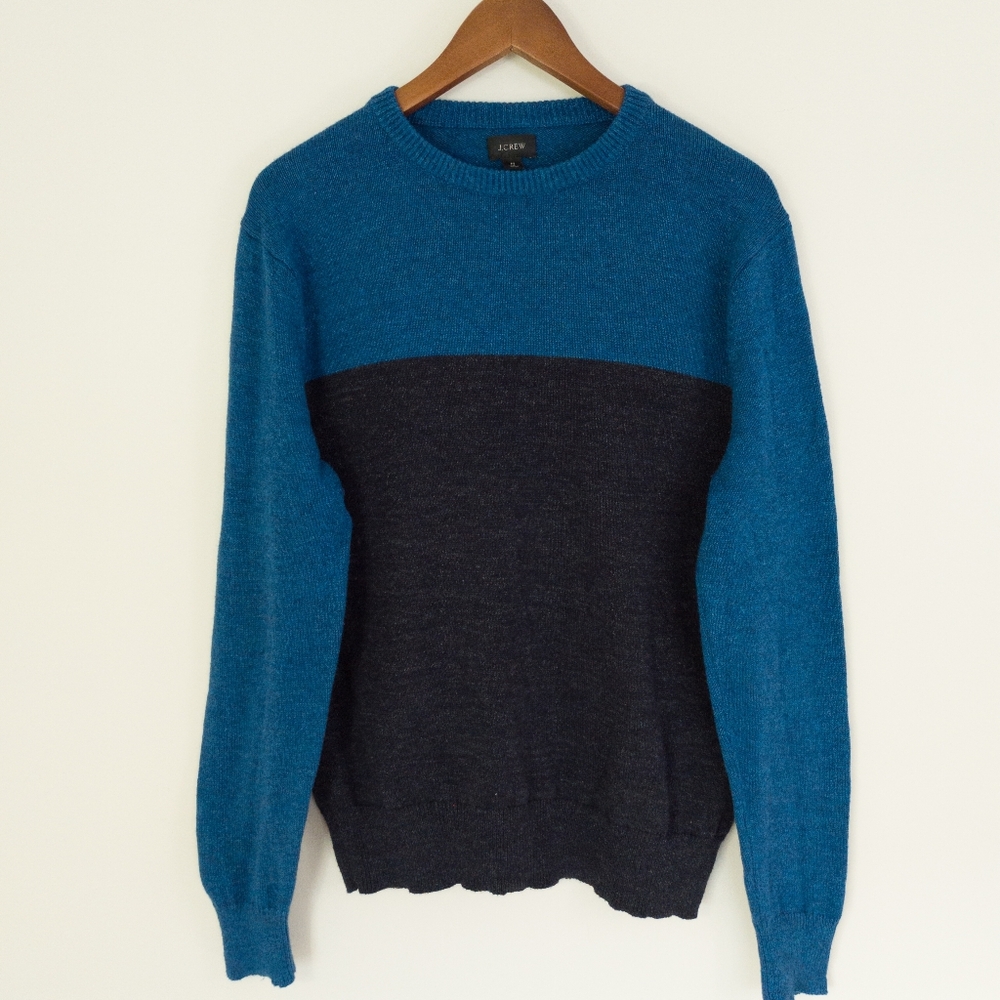 J.Crew Men's Cotton Wool Colorblock Crewneck Sweater Size Medium